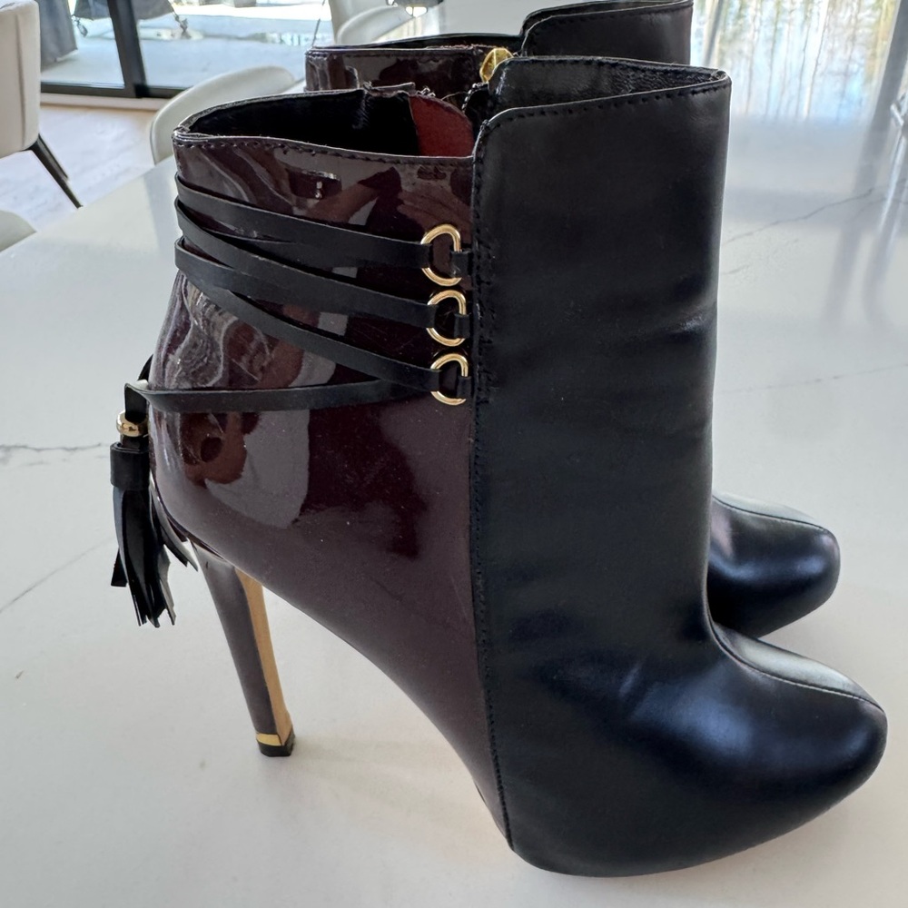 Victoria's Secret Black and Red Heeled Boots with Stiletto Heel